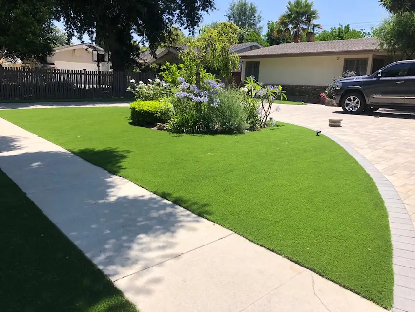 Beautiful residential artificial grass lawn